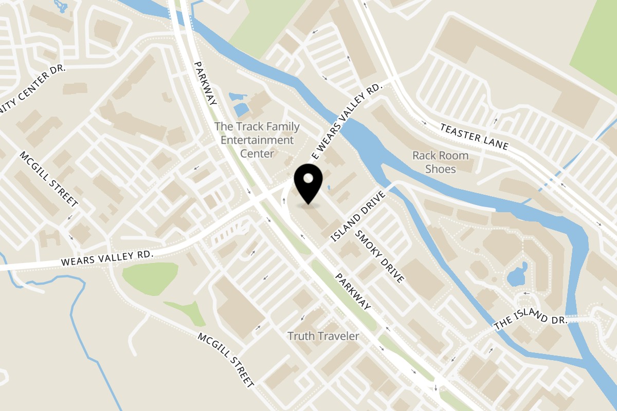 Map showing the location of Black Bear Pizza & Pasta on 2631 Parkway #3 in Pigeon Forge